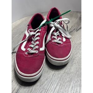 Vans Old Skool Youth Burgundy White Checkerboard Skate Shoes Size 4
